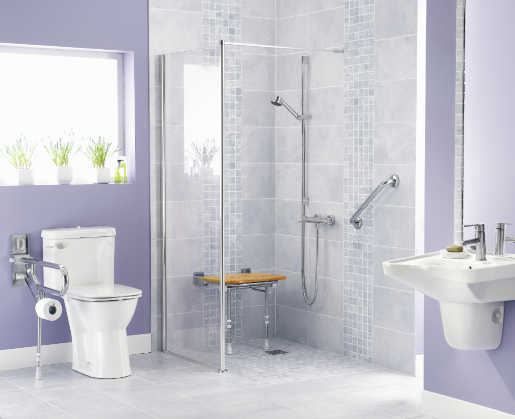 Accessible bathroom renovation in Vancouver — grab bars, roll-in shower, barrier-free design