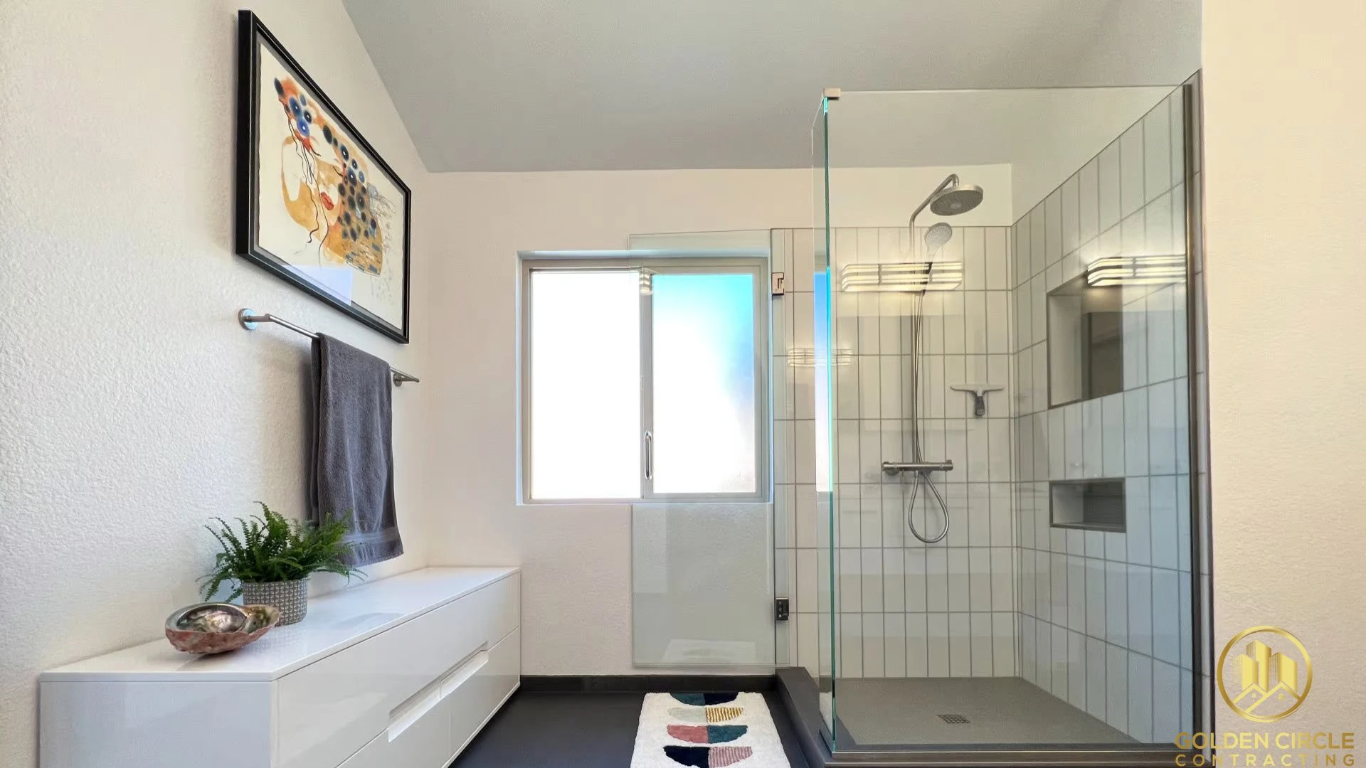 Shower remodel Vancouver — frameless glass custom tile shower renovation